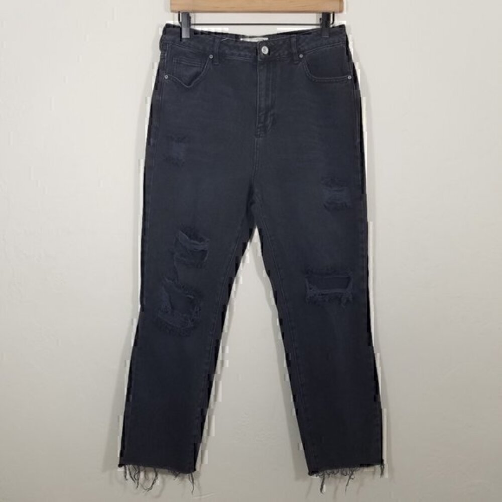 PacSun Mom Jean High Rise Distressed Raw Hem Size 28